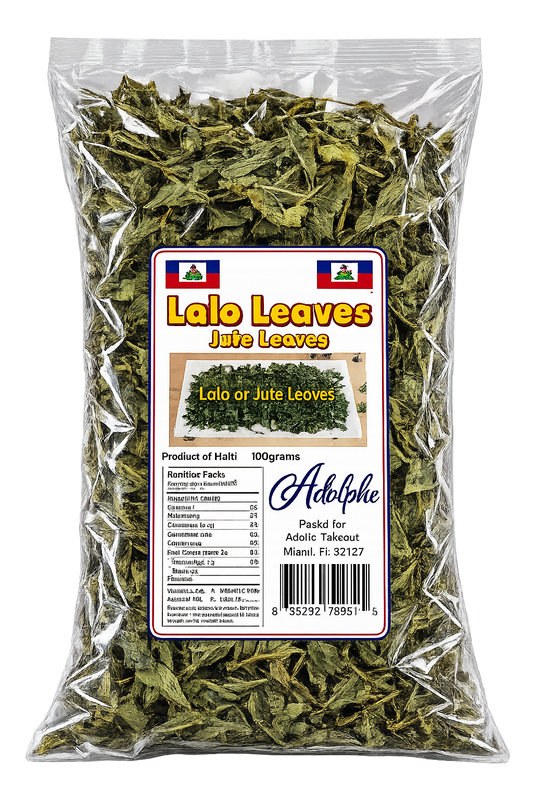 Adolphe Lalo Leaves (Jute Leaves), 100 g — Product of Haiti